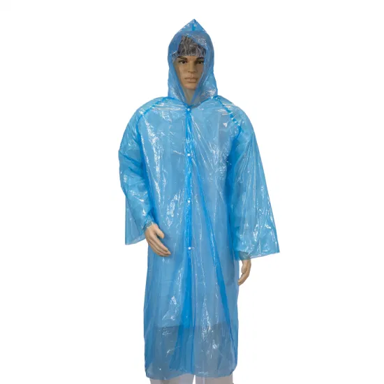 Casaco de chuva PE portátil de bolso unissex Poncho Rainwear para promoção