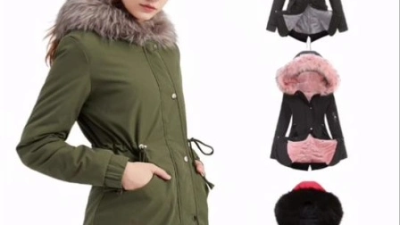 Casacos de inverno quentes com capuz feminino com forro de pele sintética jaqueta quente feminina casaco fashion atacado jaqueta longa casaco parka